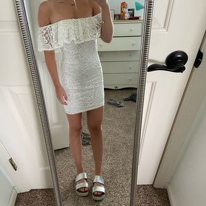 White laced tight dress